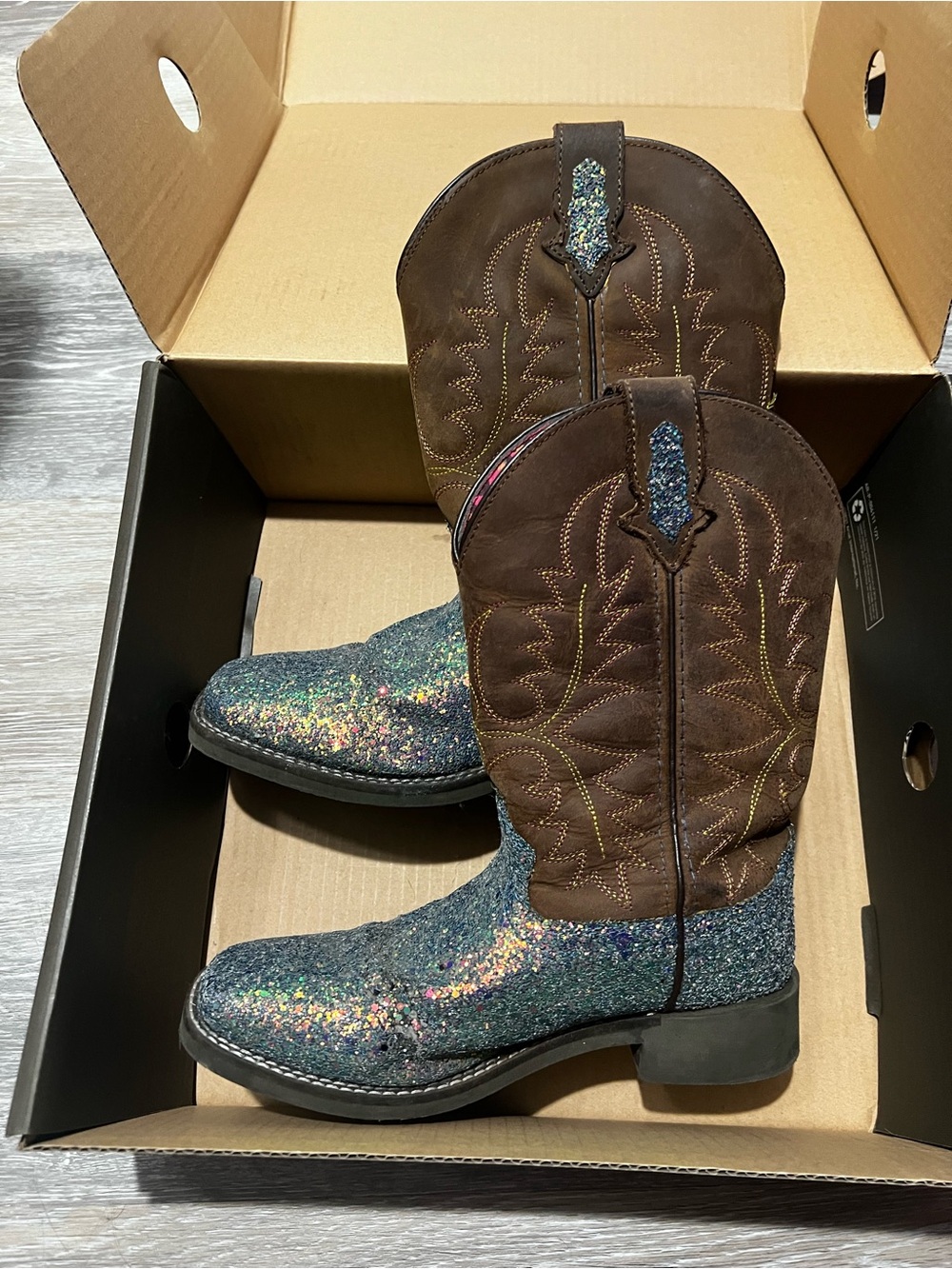 Ariat Brown Shaft with Multicolor Glitter Foot Women's Western Boots